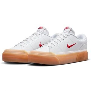 NIKE Court Legacy Lift Sneakers White/Red Gum Sole - Size 8.5 - NEW IN BOX